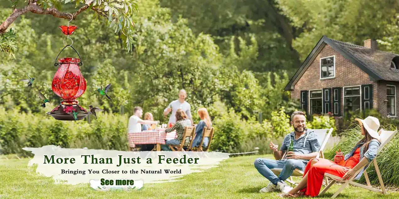 A family enjoying a bird-friendly backyard