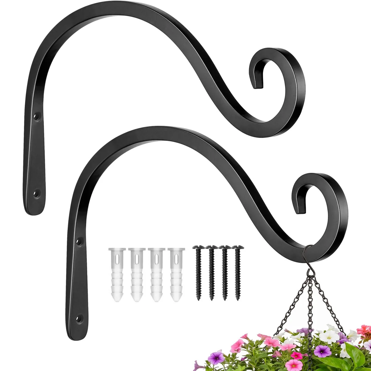 Curved Wall Plant Hangers — 8 Inch · Black