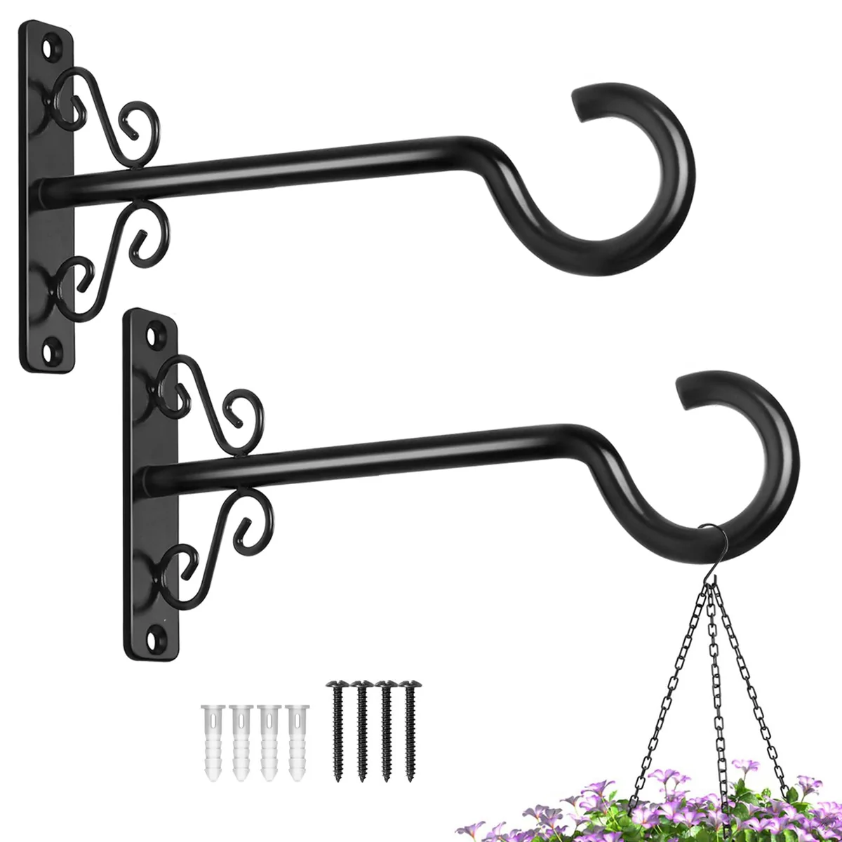 Decorative Scroll Plant Hangers — 6 Inch · Black