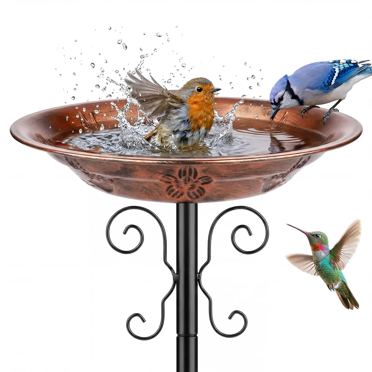 Metal Ground-Stake Bird Bath