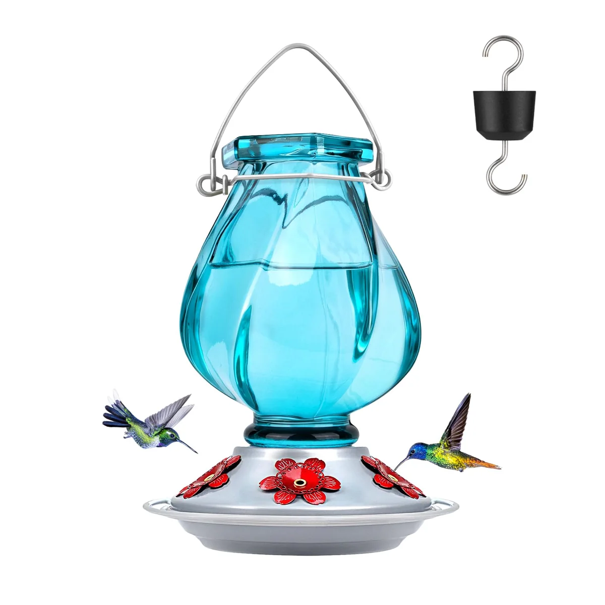 Teardrop Glass Hummingbird Feeder