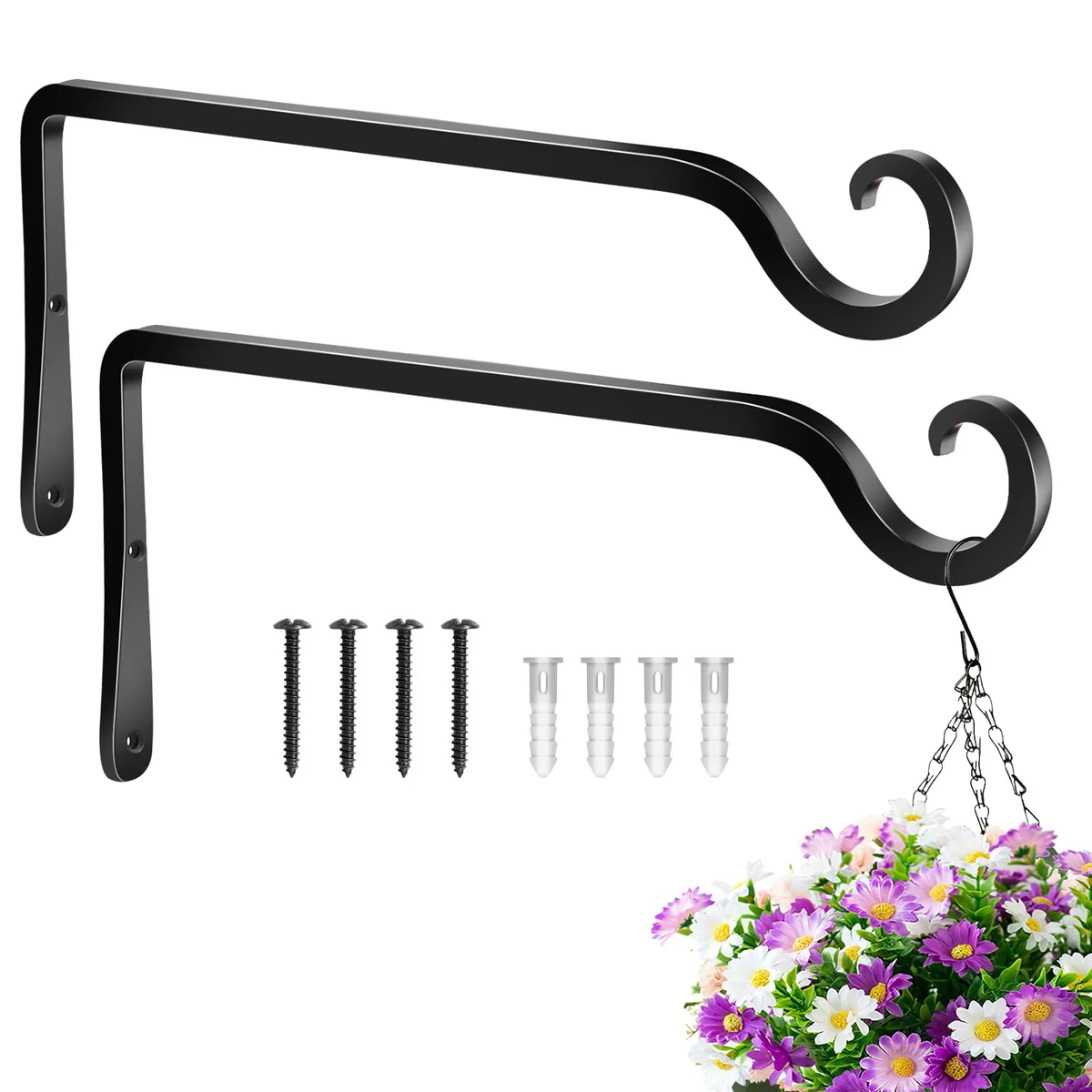 10-Inch Modern Plant Brackets — Black