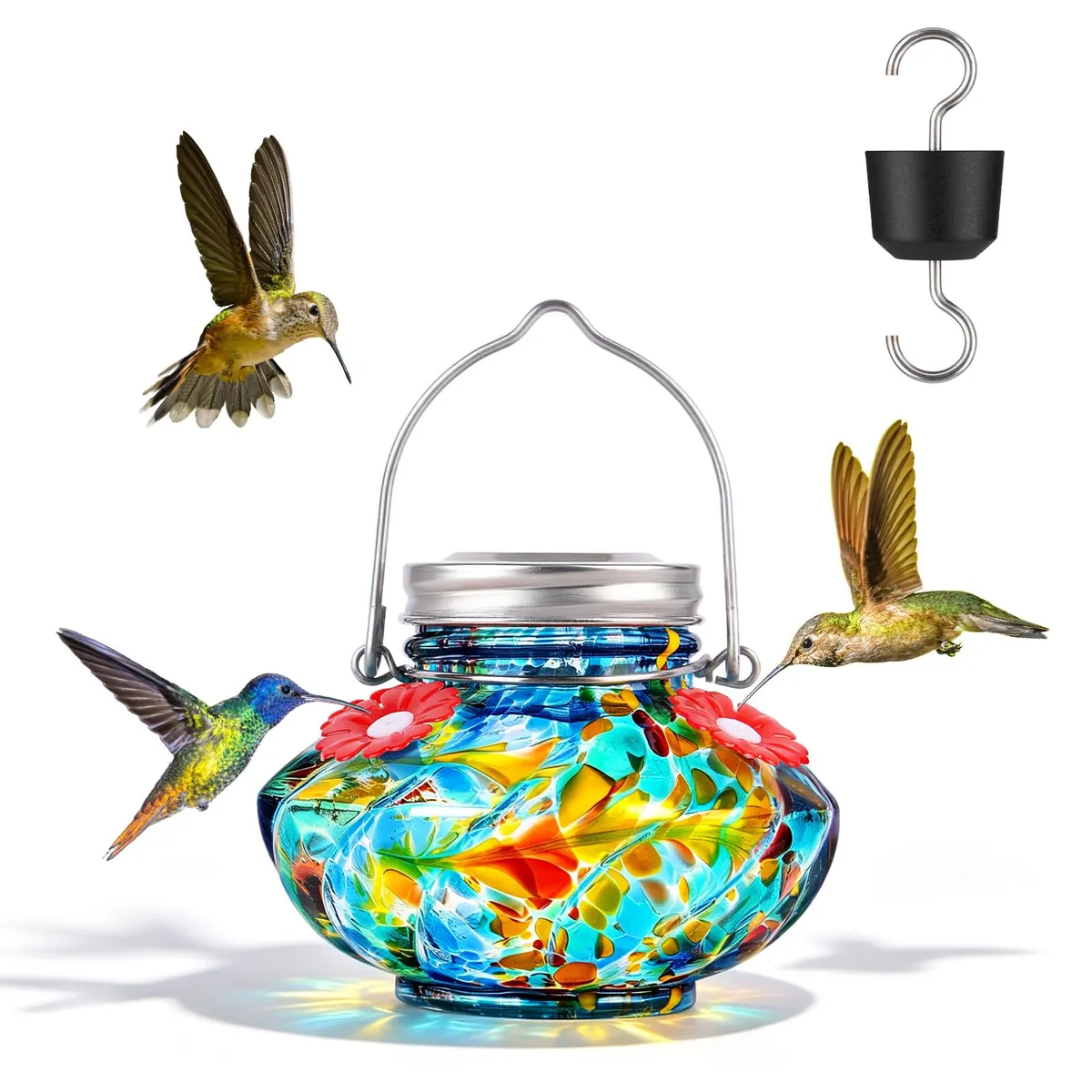 Top-Fill Glass Hummingbird Feeder